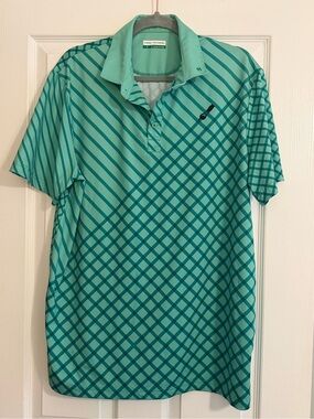 Fore Fathers Turf Dad Green Striped Golf Polo